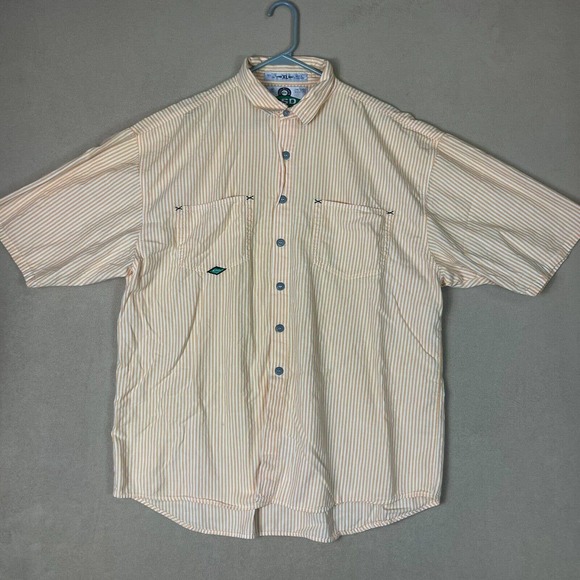 Quicksilver Salt-Water Denim Shirt Adult Extra Large‎ Yellow Short Sleeve Mens - Picture 1 of 9
